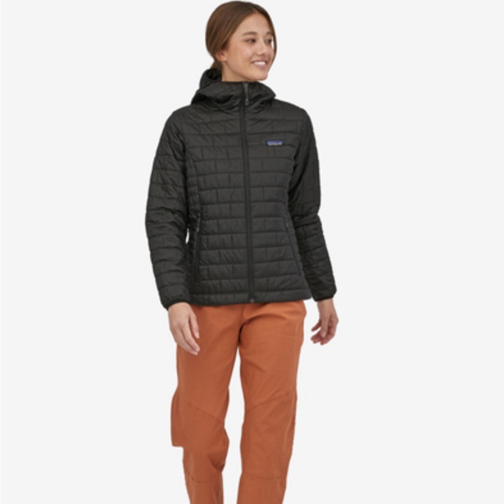 EUC Patagonia Nano puffer with hood, brick red, sz XL